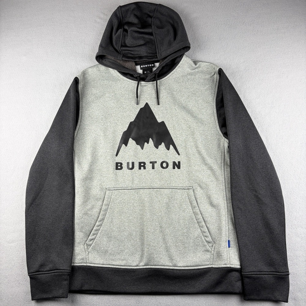 Burton Crown Bonded Hoodie Gray Black Logo Pullover Men's Medium